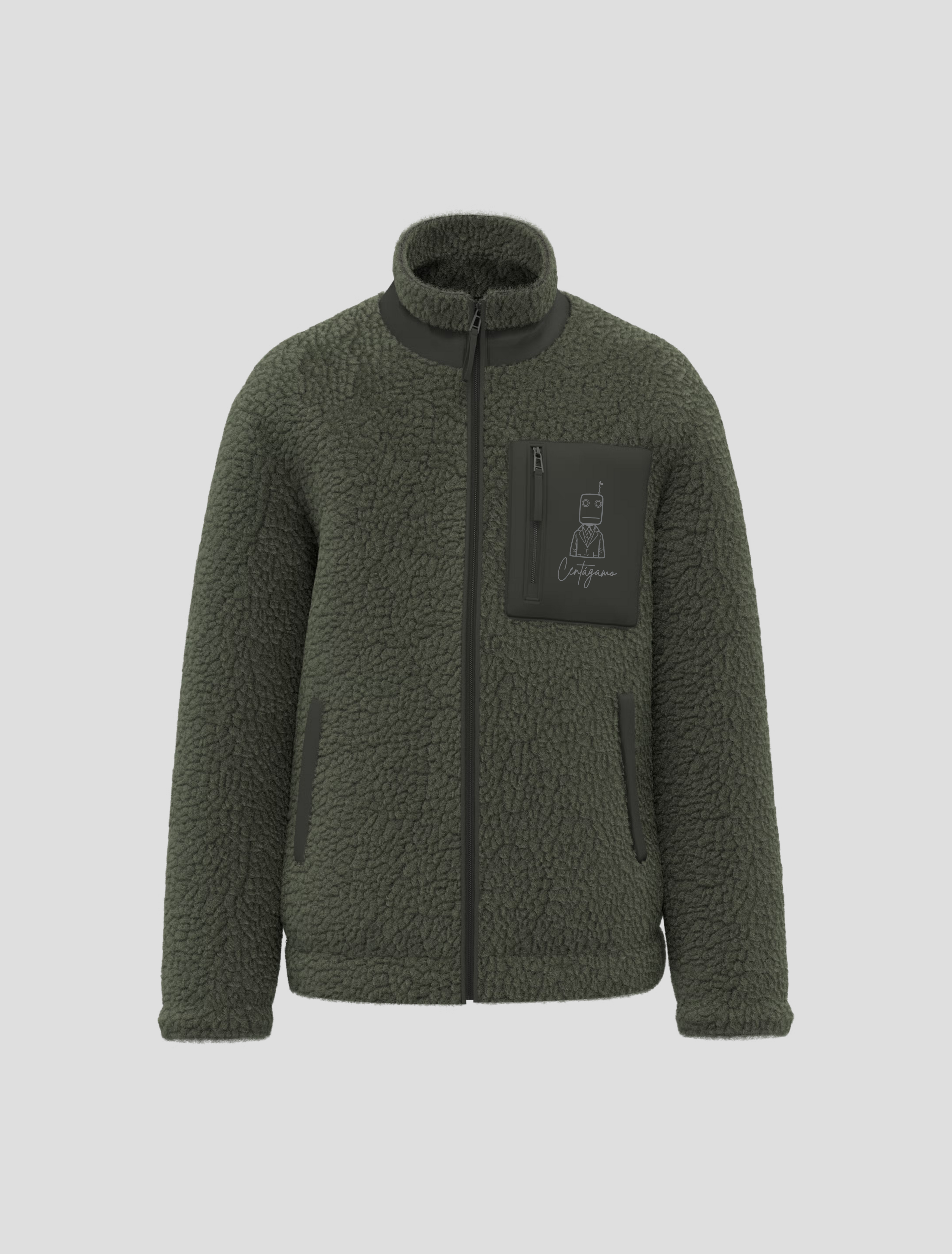 Chaqueta Sherpa Verde “Centágamo” – Logo Minimal