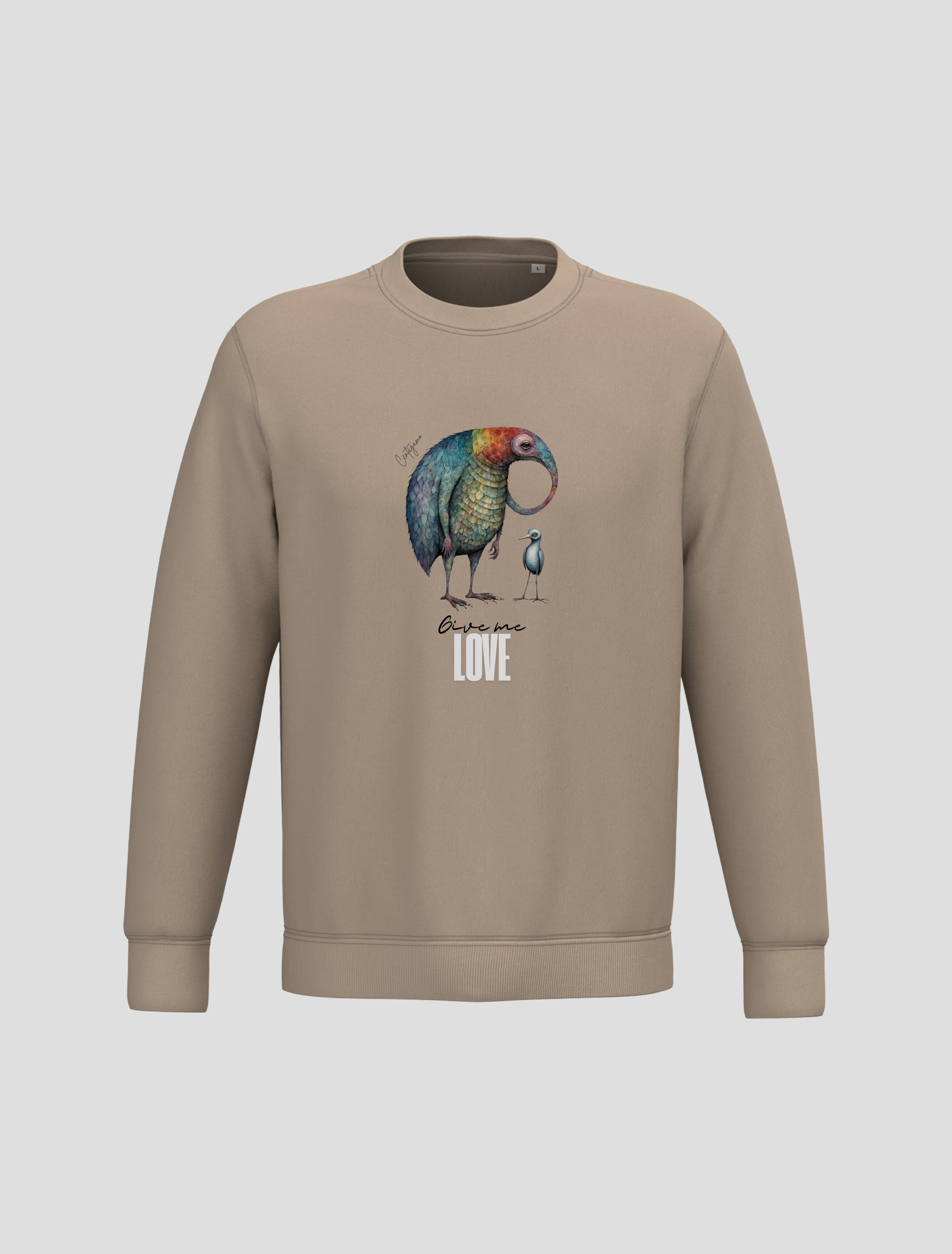 Sudadera Beige “Centágamo” – Give Me Love (Regular Fit)