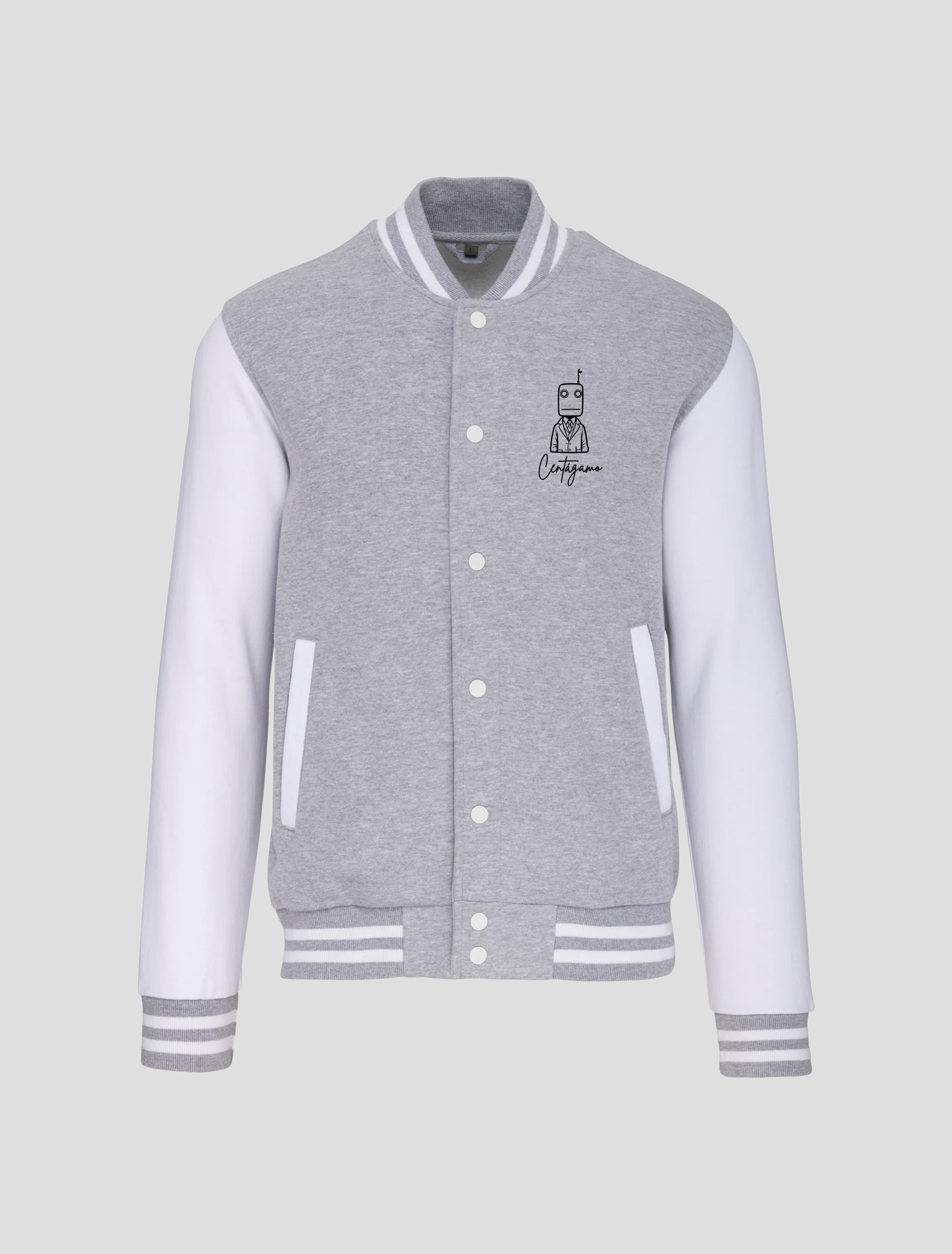Chaqueta Béisbol Gris “Centágamo” – Logo Minimal