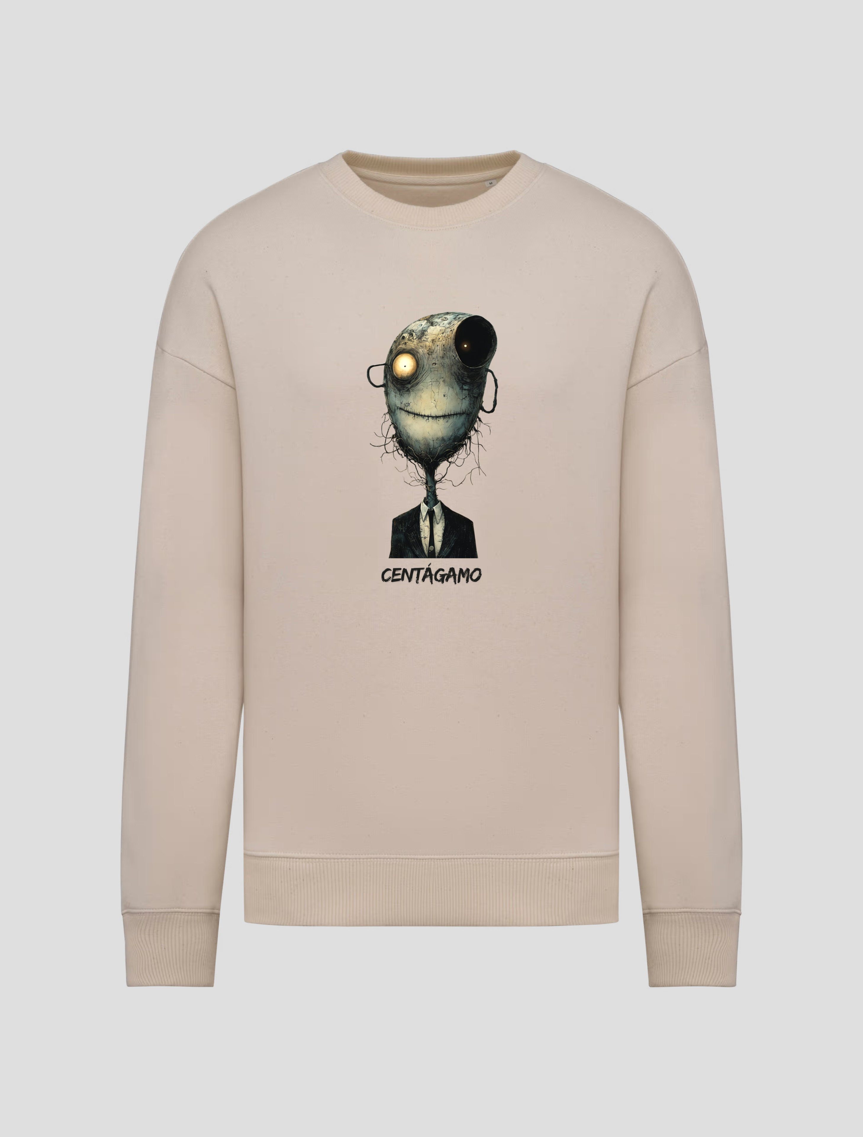 Sudadera Streetwear Beige “Centágamo” – Gráfico Surreal Oversize