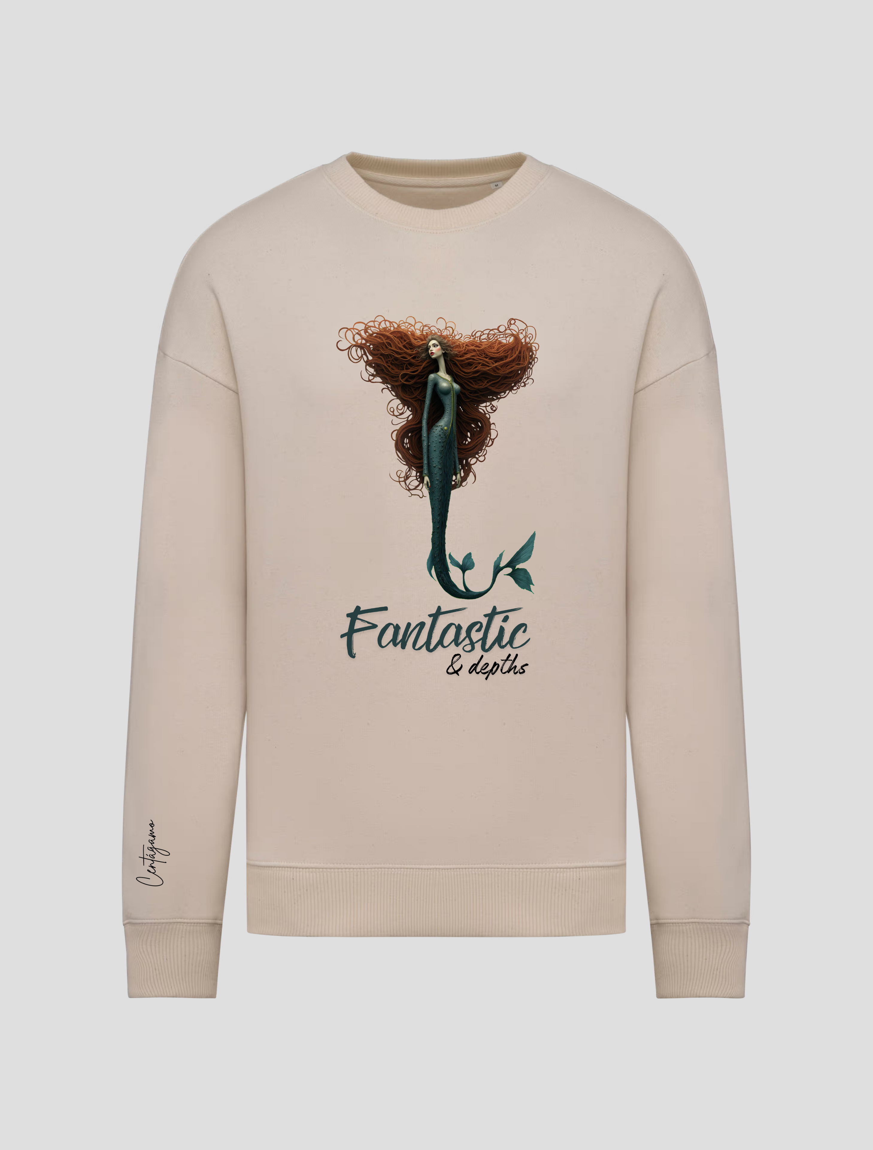 Sudadera Oversize Beige “Centágamo” – Sirena Surrealista