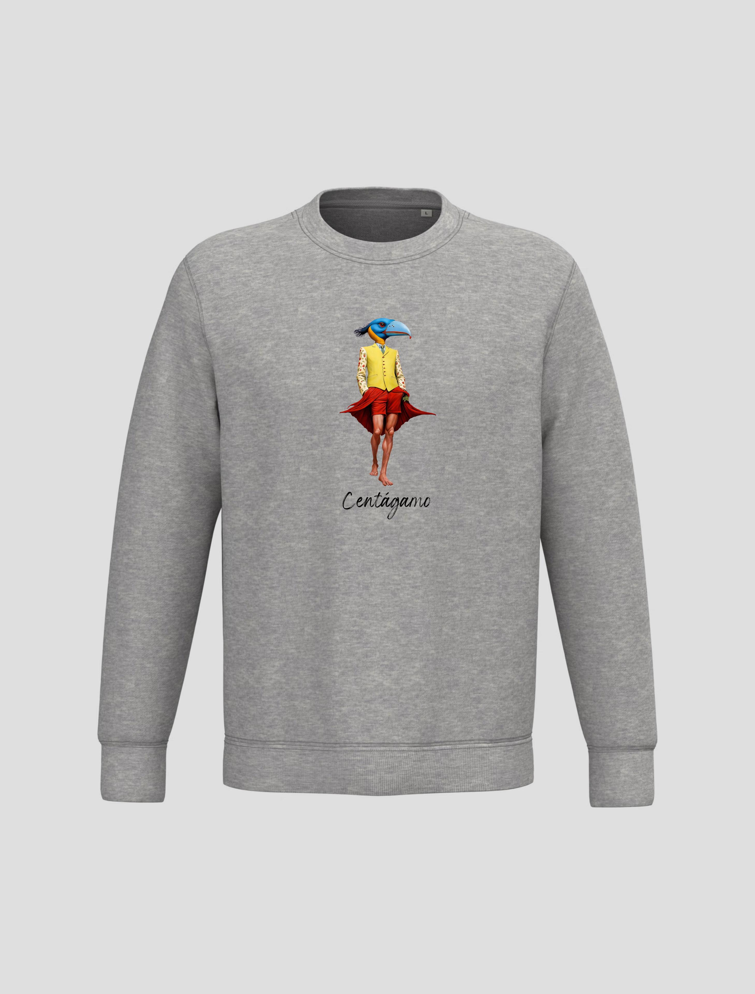 Sudadera Gris “Centágamo” – Tucán Surrealista (Regular Fit)