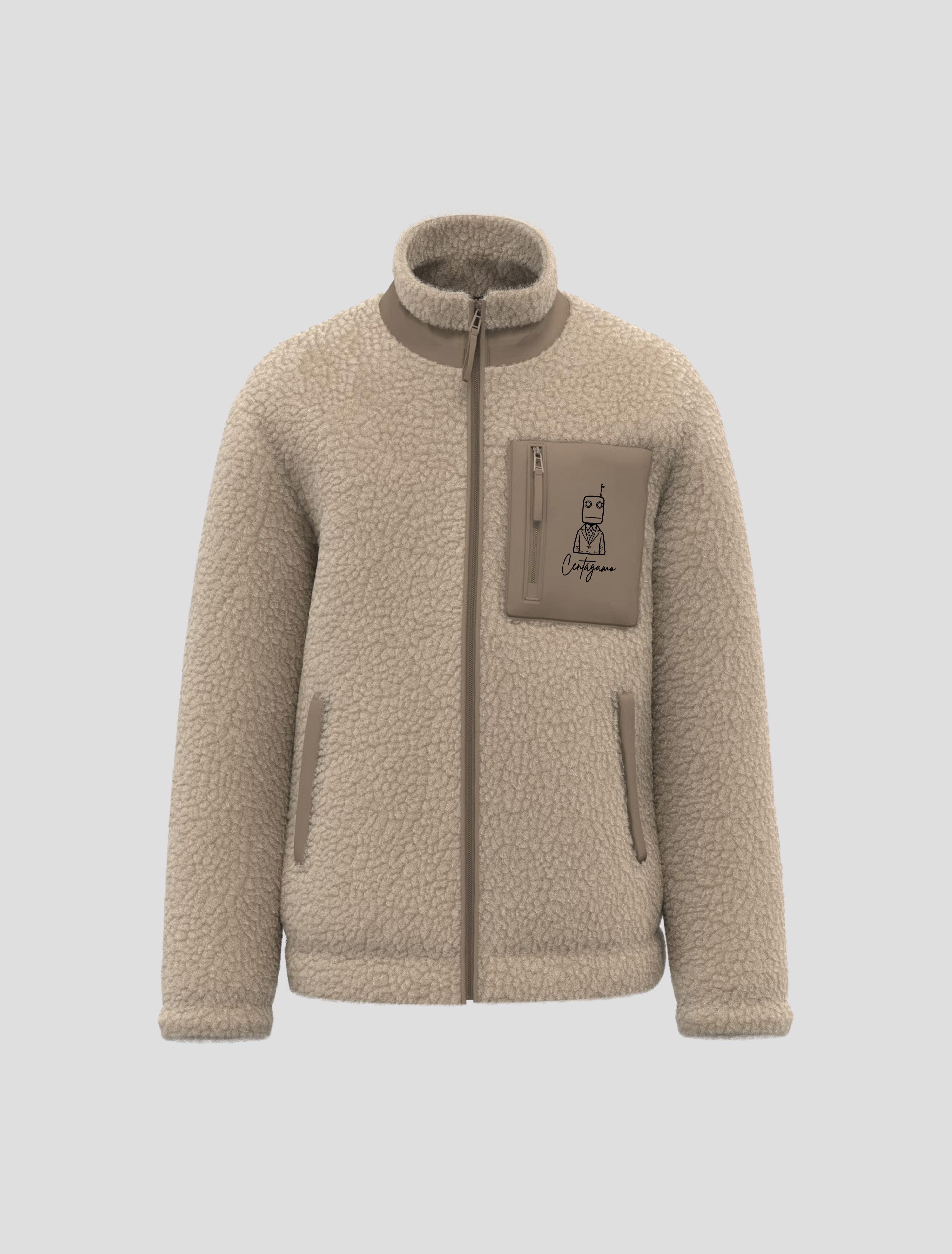 Chaqueta Sherpa Beige “Centágamo” – Logo Minimal